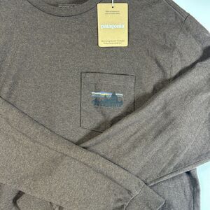 Patagonia Long Sleeve Responsibili-Tee Logo Graphic Shirt Dark Brown Mens S NWT